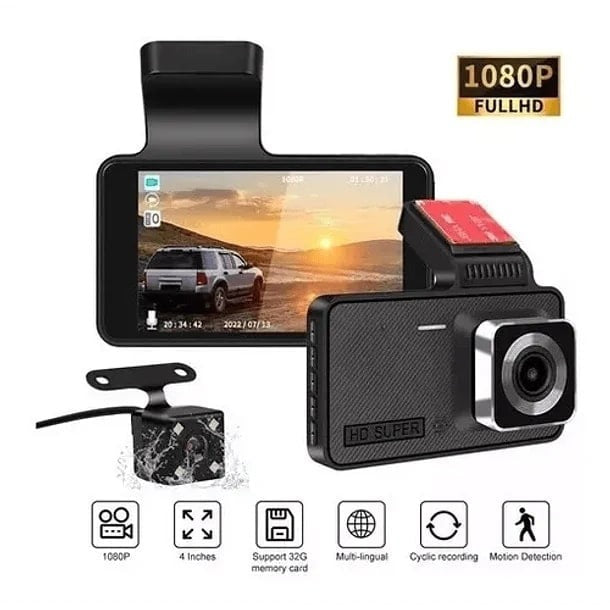 Dashcam Full HD con Cámara de Retroceso
