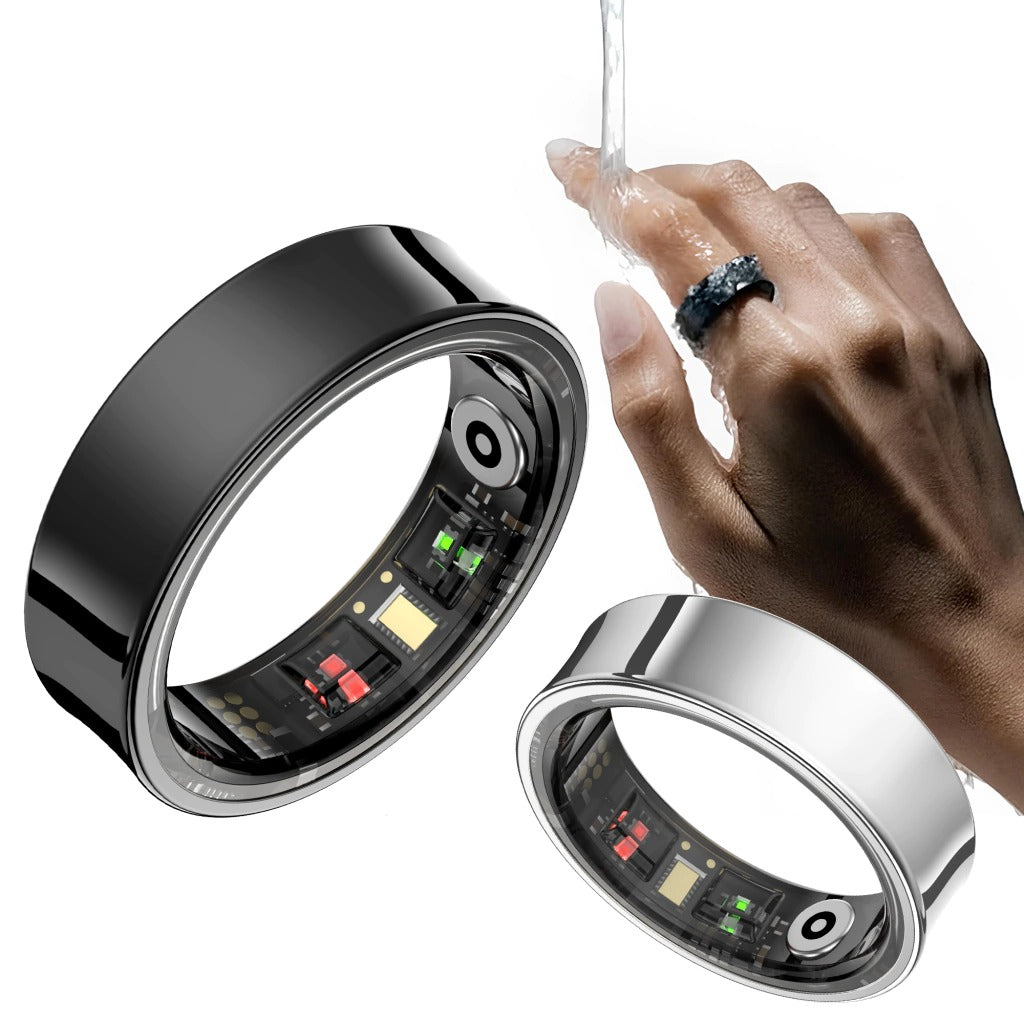 Anillo Inteligente negro y plateado