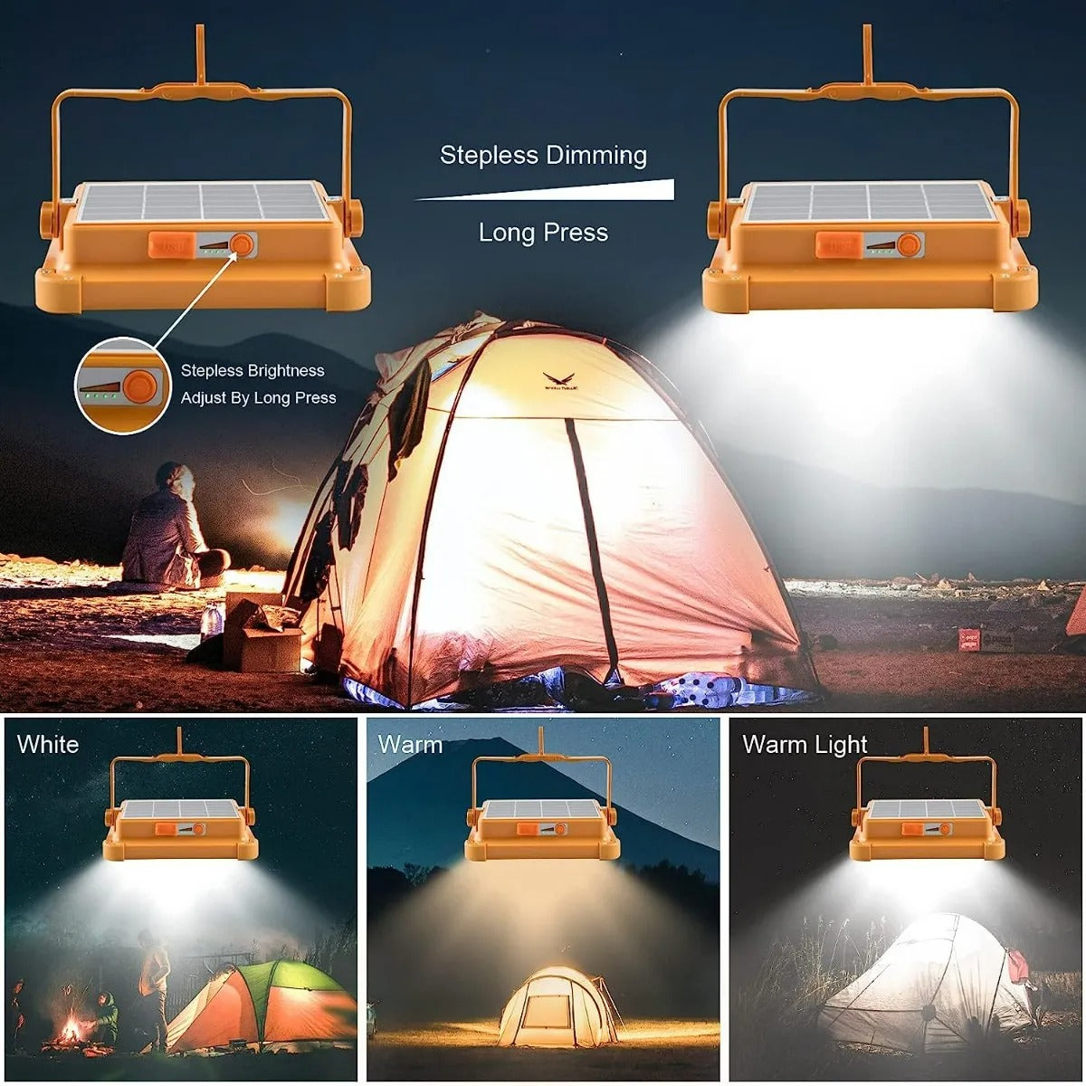 Foco Solar LED en camping