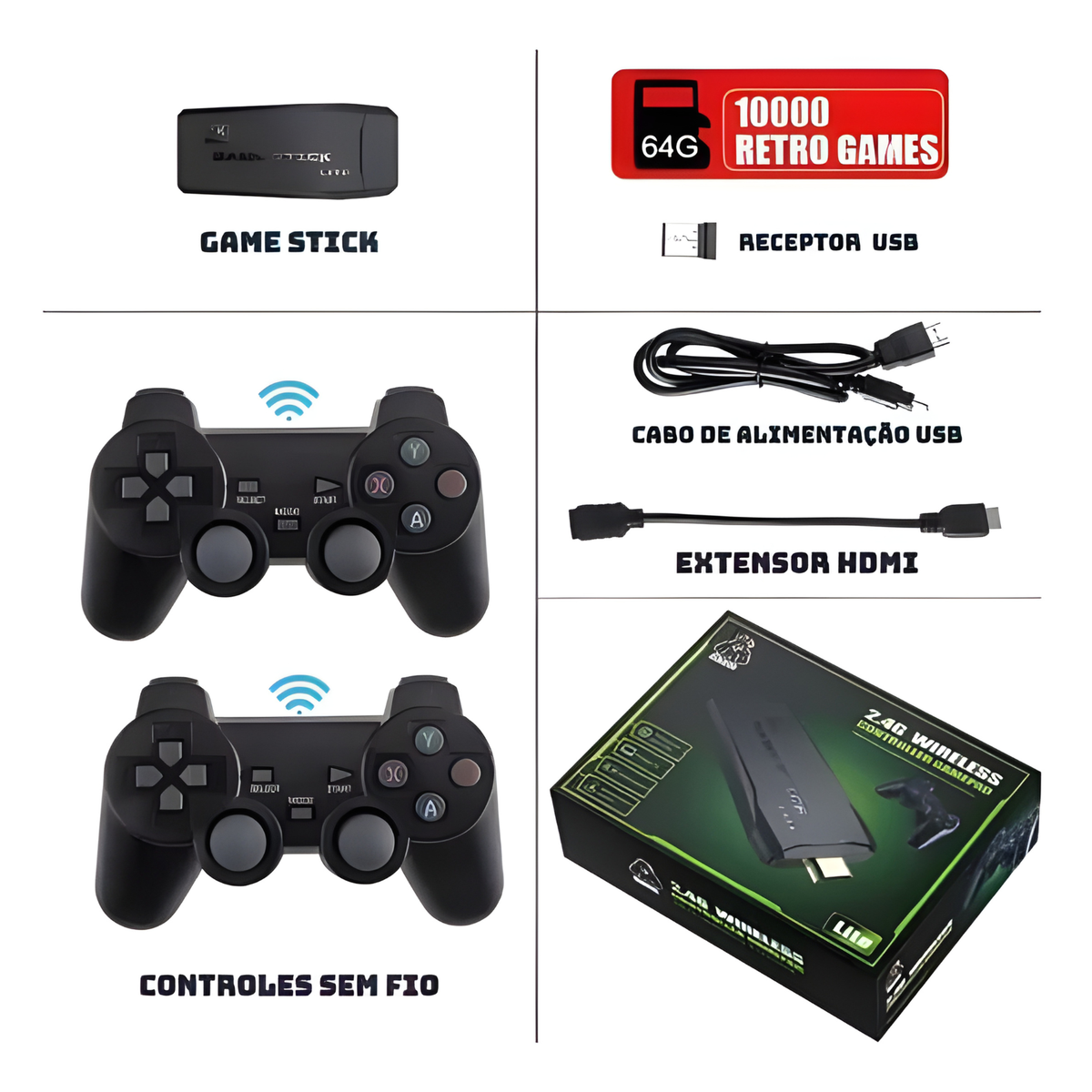 Game Stick 4K Consola Retro Inalámbrica HDMI con 10.000 Juegos