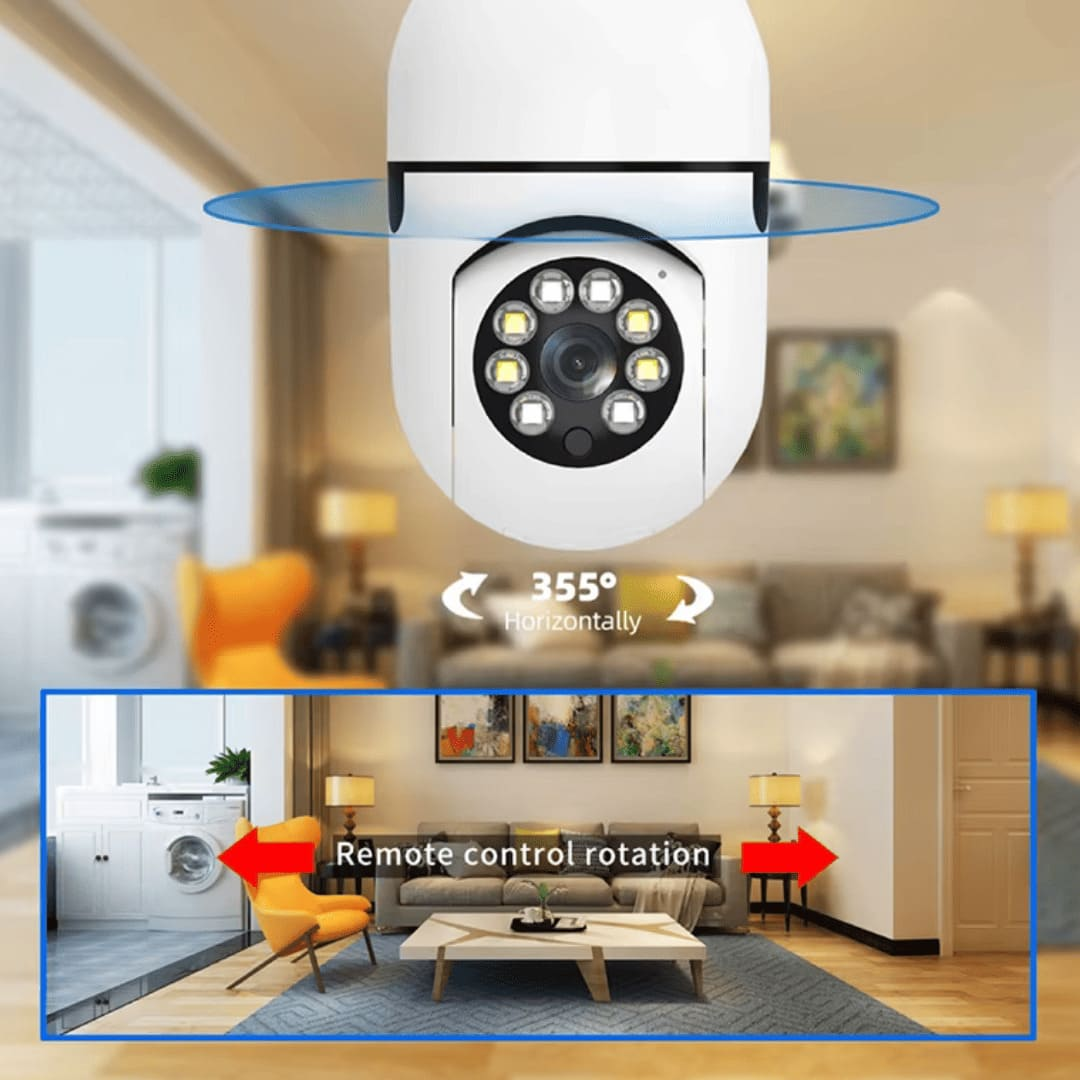 Ampolleta con Cámara de Seguridad WiFi girando 355°