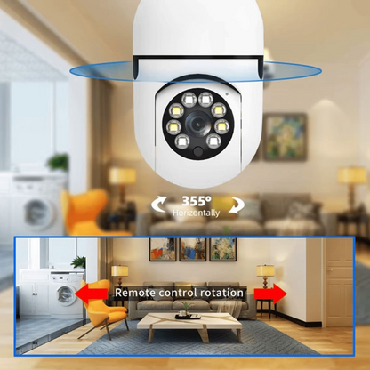 Ampolleta con Cámara de Seguridad WiFi girando 355°